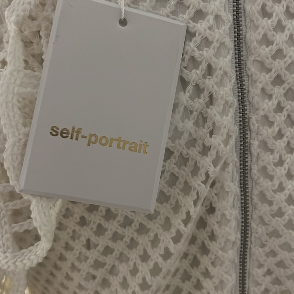 SELF-PORTRAIT Crochet Mini Dress Elegant White Crochet New with Tags $250 OBO. - Picture 7 of 11